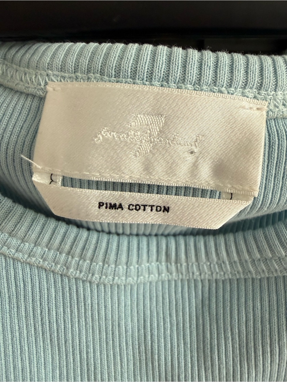 7 For All Mankind Light Blue Ribbed High-Neck Tank - Picture 4 of 9